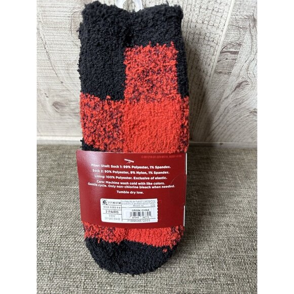 Wondershop Toddlers Super Soft Crew Fuzzy Socks Size 6-9 Puppy Santa Hat & Plaid - Picture 2 of 2